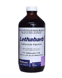 A bottle of Lethabarb®. Image courtesy Virbac. width=