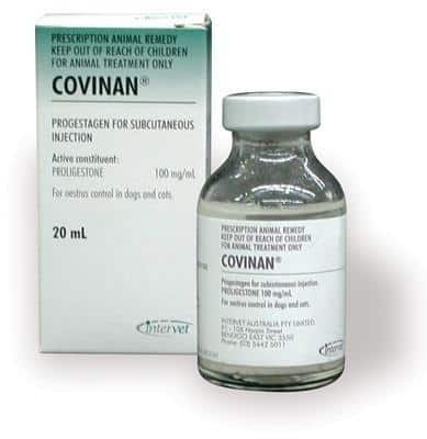 Covinan® is the brand name for proligestone. Photo courtesy of Intervet Australia Pty Ltd width=